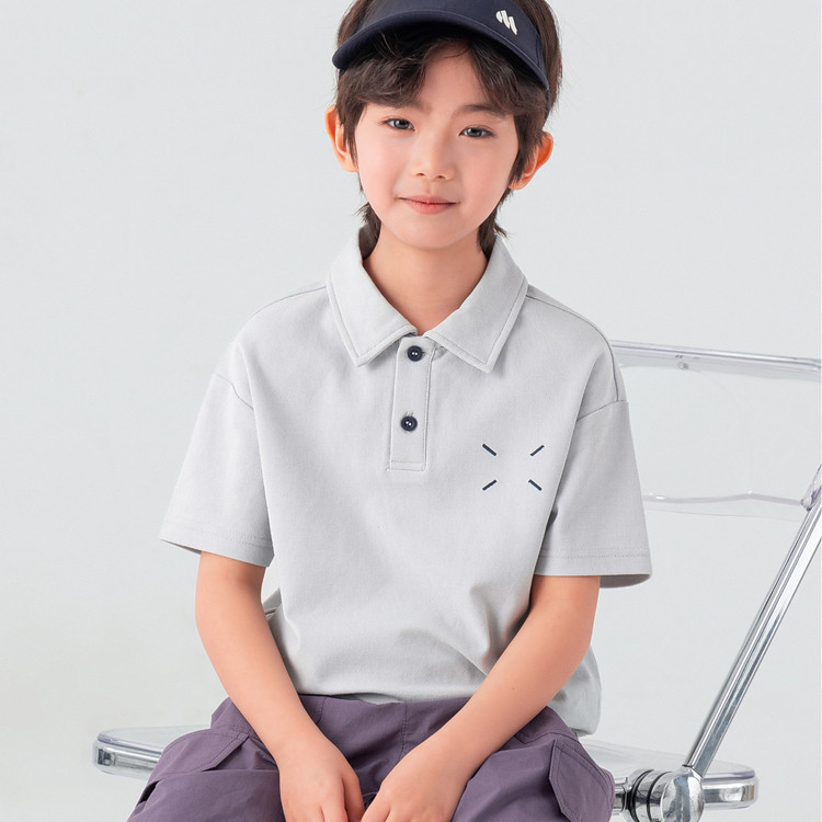 冰感抑菌隨身凉爽男童休閒polo衫夏季簡約刺繡兒童短袖T恤