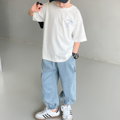 男童夏款褲子天絲牛仔褲防蚊褲2026新款兒童輕薄透氣長褲