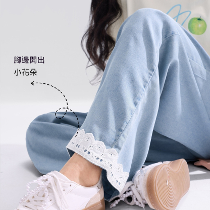 女童天絲凉感牛仔褲夏季薄款透氣2026新款兒童中大童甜美長褲