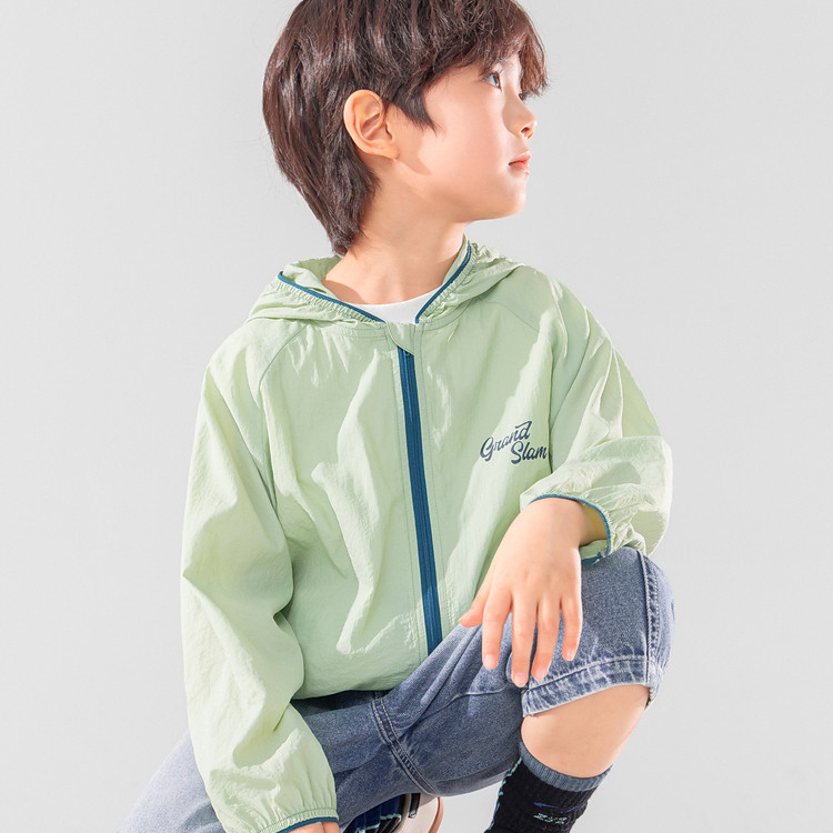 男童輕薄防曬衣夏季撞色拼接透氣網眼戶外運動服兒童外套