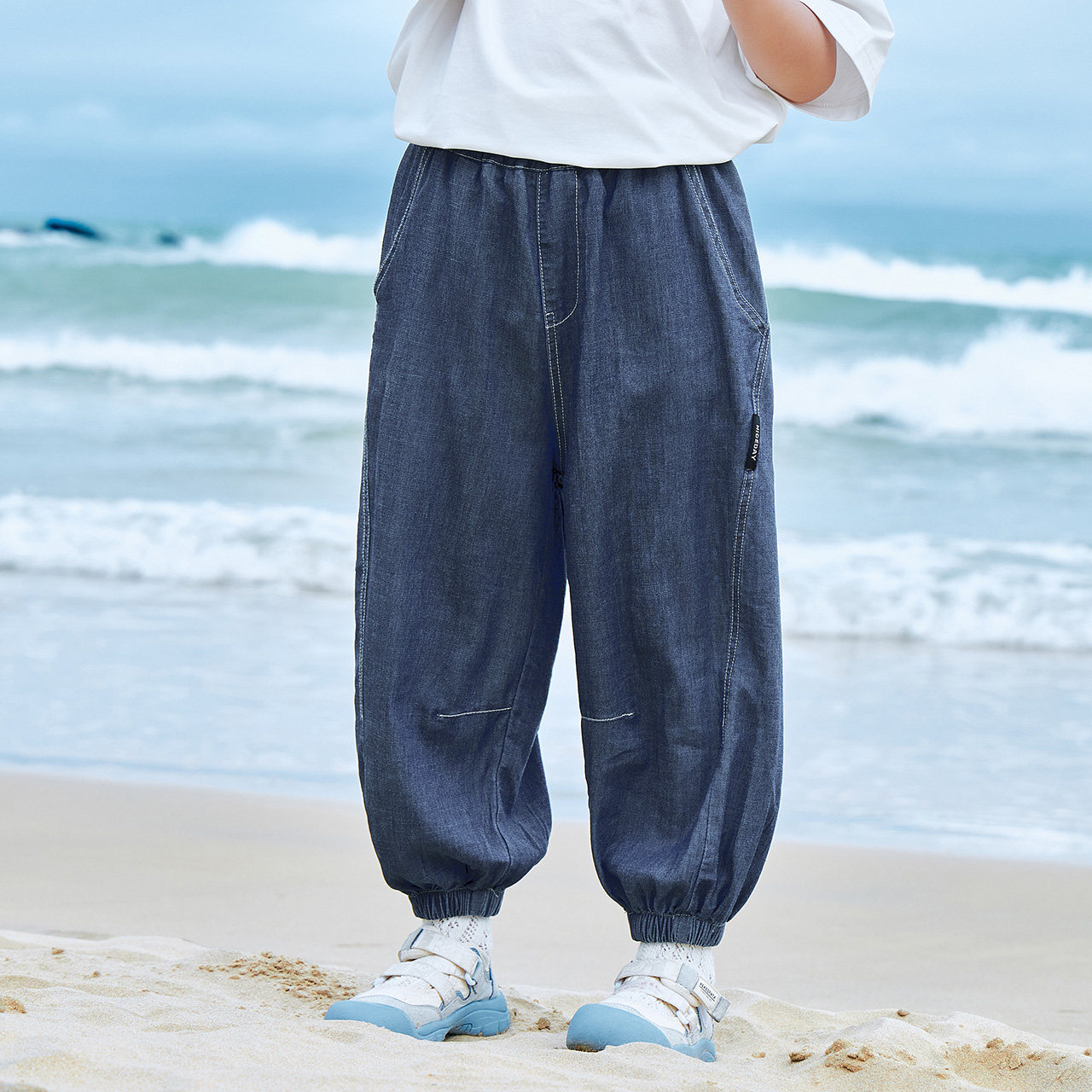 男童夏款褲子天絲牛仔褲防蚊褲2026新款兒童輕薄透氣長褲