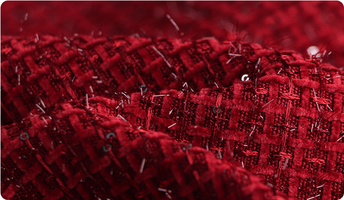 Red Tweed Fabric Details