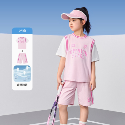 女童運動套裝夏季兒童籃球服吸濕速幹夏裝2026新款短袖兩件套