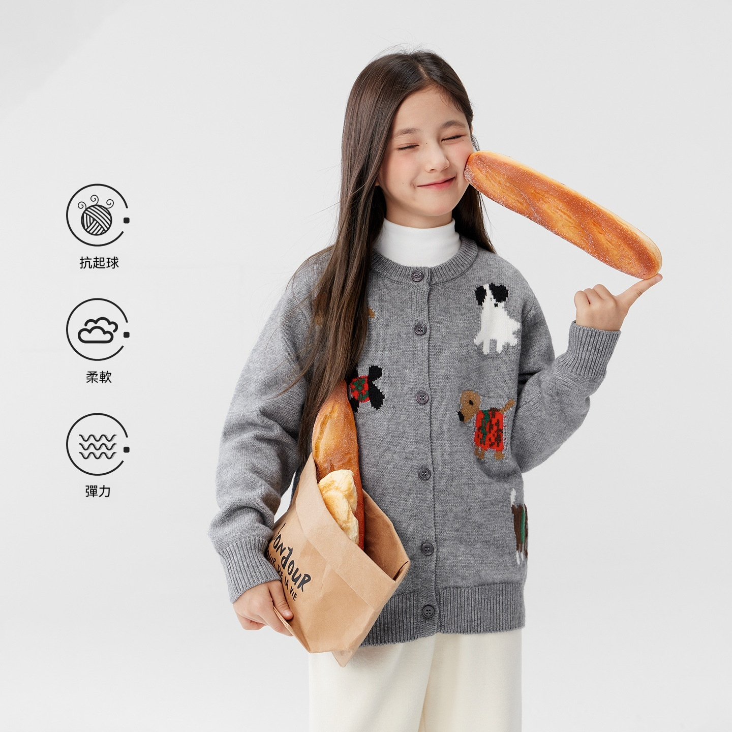 女童紅色毛衣兒童加厚開衫外套冬季2026新款女孩大童年服內搭