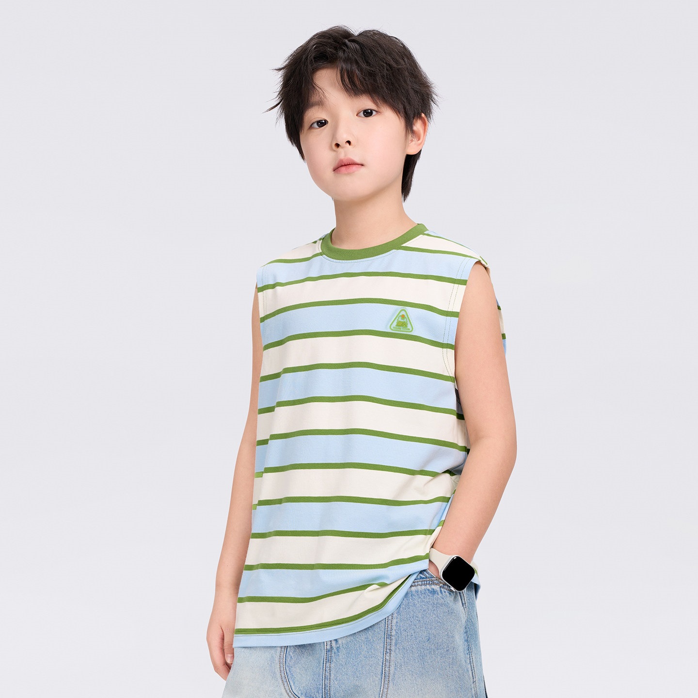 男童條紋背心兒童無袖T恤夏裝2026新款男孩大童外穿上衣