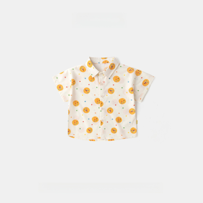 兒童襯衫純棉男童女童夏季短袖襯衣寶寶衣服童裝