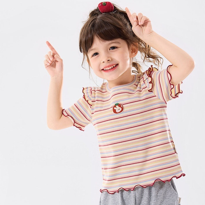 女童T恤純棉女寶夏款衣服女孩夏季新款短袖兒童洋氣上衣