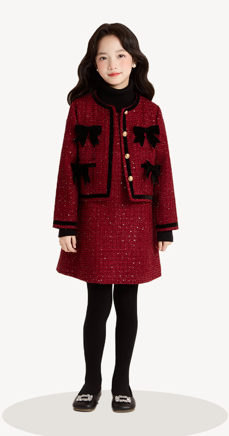 Bow Jacket and Pinafore Dress Outfit