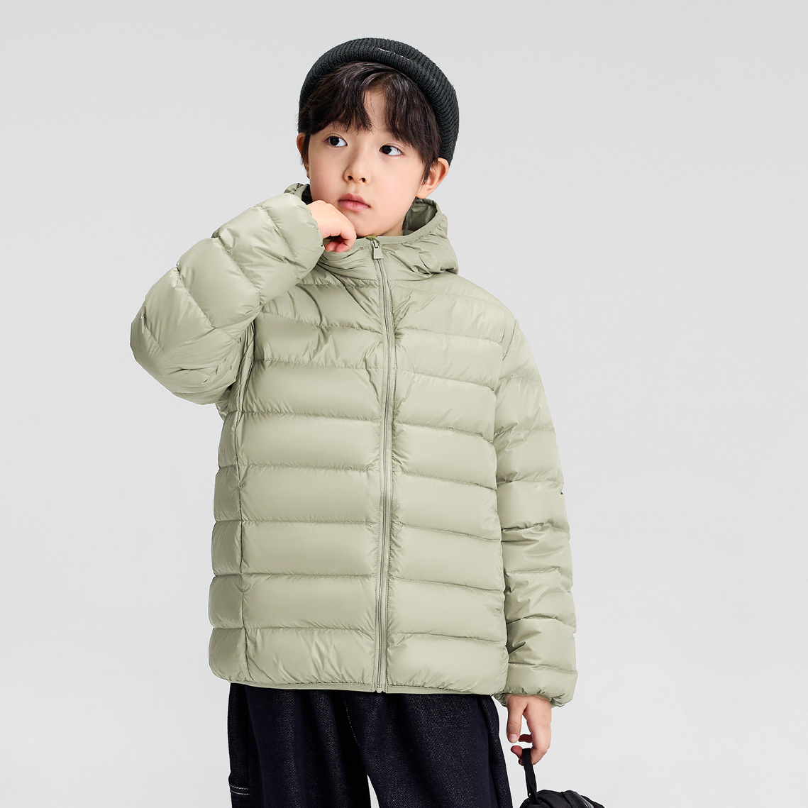 男童新年款輕薄羽絨服冬季排骨內膽2026新款兒童連帽外套