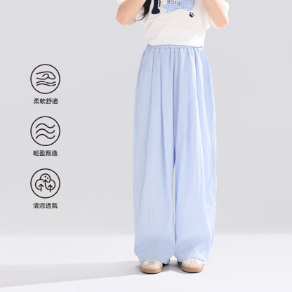 女童褲子夏季薄款兒童夏裝透氣山本褲2026新款大童垂感闊腿褲