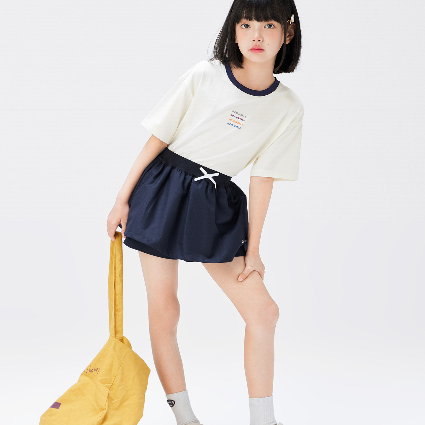 女童半身裙2026新款夏季兒童短裙假兩件花苞褲裙防走光裙