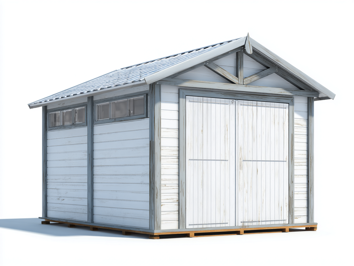 Garden Sheds - Solid Wood 240x180x210 cm - White-Grey - Outdoor Storage Design-Nookgetloft