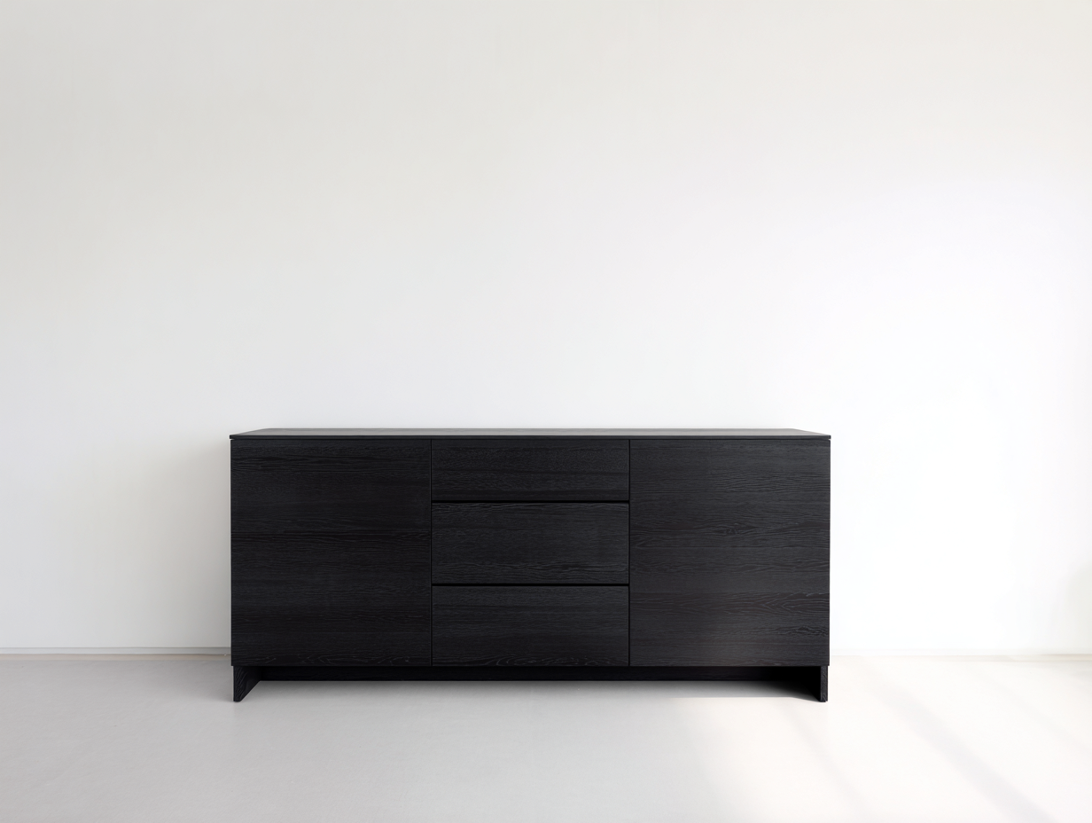 Entryway Cabinet Wood Storage Cabinet 150x40x80 cm - Black - Modern Minimalist Design-Nookgetloft