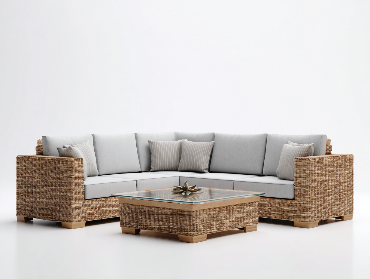 Outdoor Sofas - Wicker 240x240x75 cm - Brown-Grey - Outdoor Seating Design-Nookgetloft