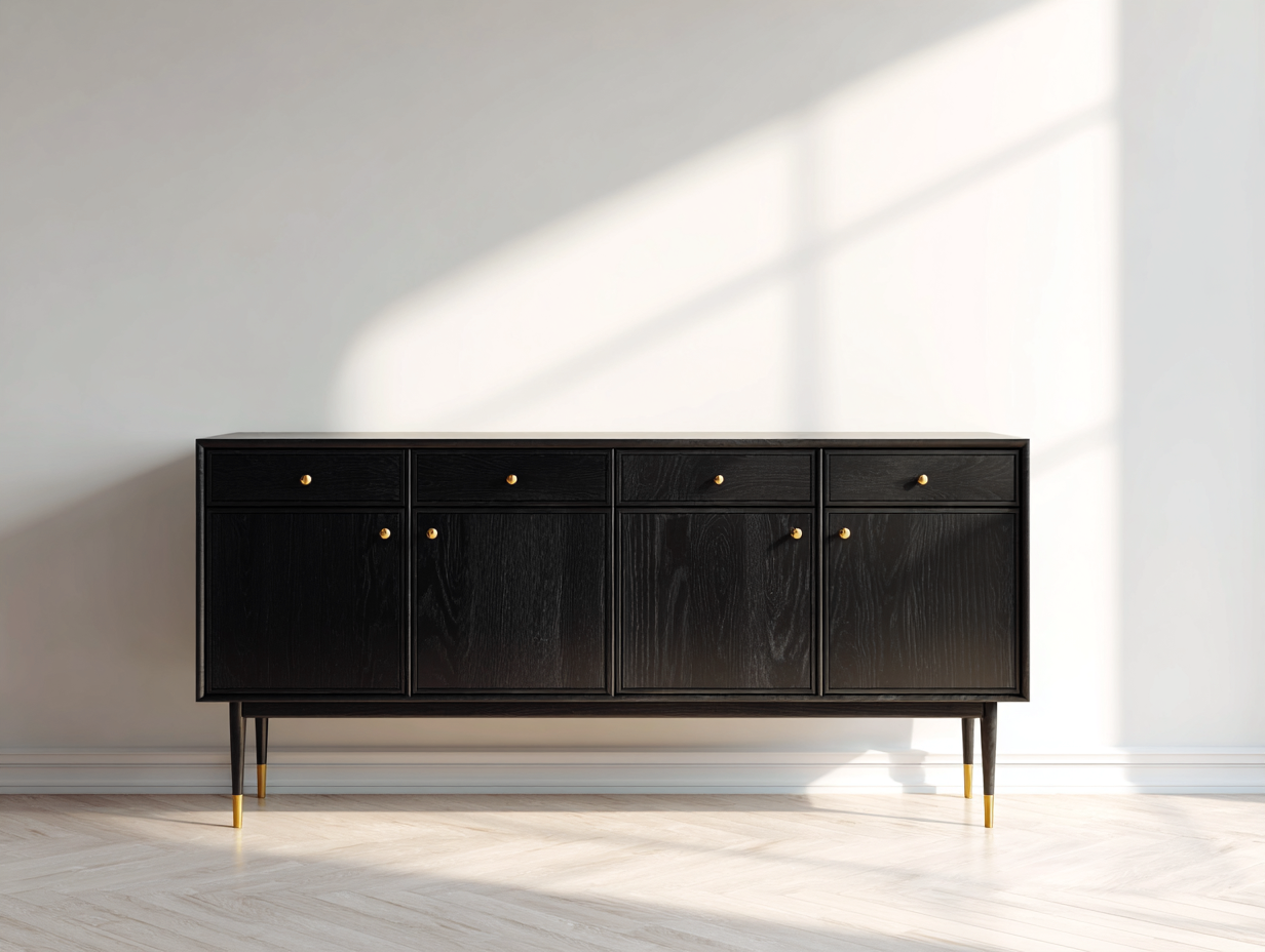 Entryway Cabinet - wood - 160x40x80 cm - black-gold - modern storage design-Nookgetloft