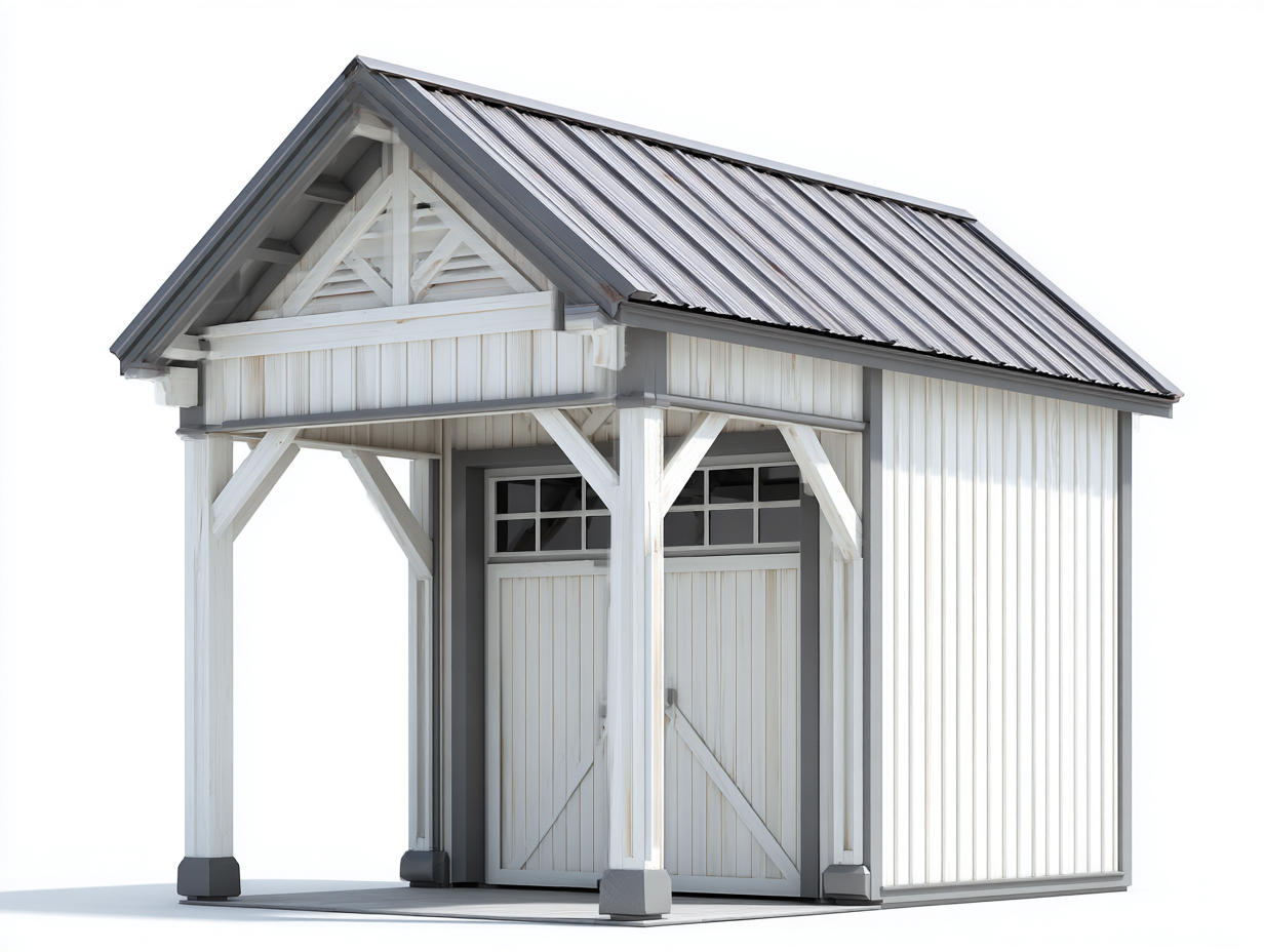 Garden Shed solid wood 240x180x230 cm - white-grey - outdoor storage house design-Nookgetloft