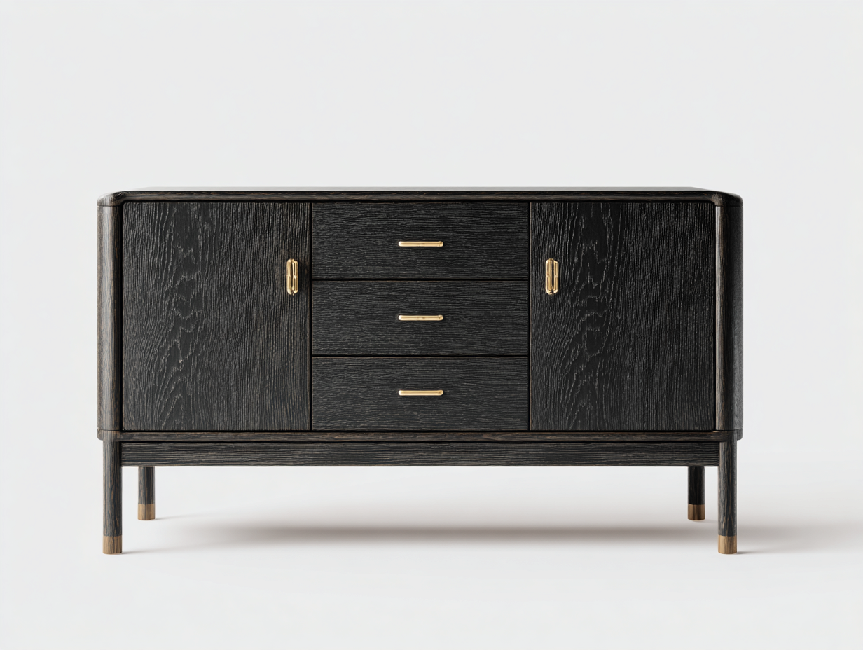 Entryway Cabinet - Engineered Wood 170x42x60 cm - Black-Gold - Modern Storage Design-Nookgetloft