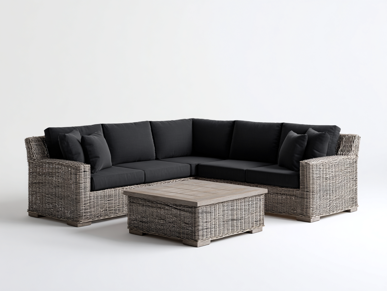 Outdoor Sofa Set rattan 230x230x78 cm - brown-black - corner lounge design-Nookgetloft