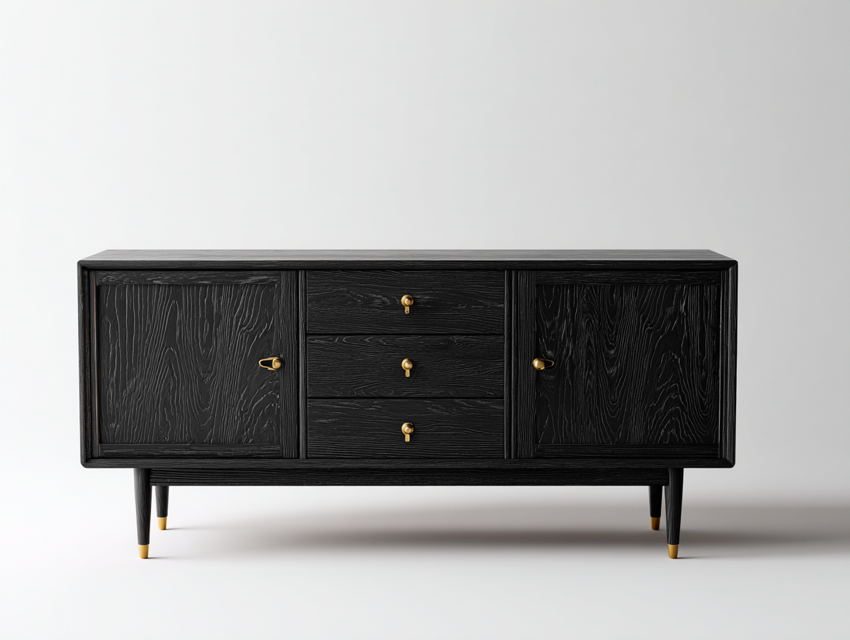 Entryway Cabinet - wood - 180x40x80 cm - black-gold - modern storage design-Nookgetloft