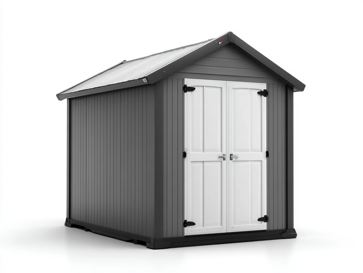 Garden Sheds - Resin 200x170x205 cm - Dark Grey-White - Outdoor Storage Design-Nookgetloft