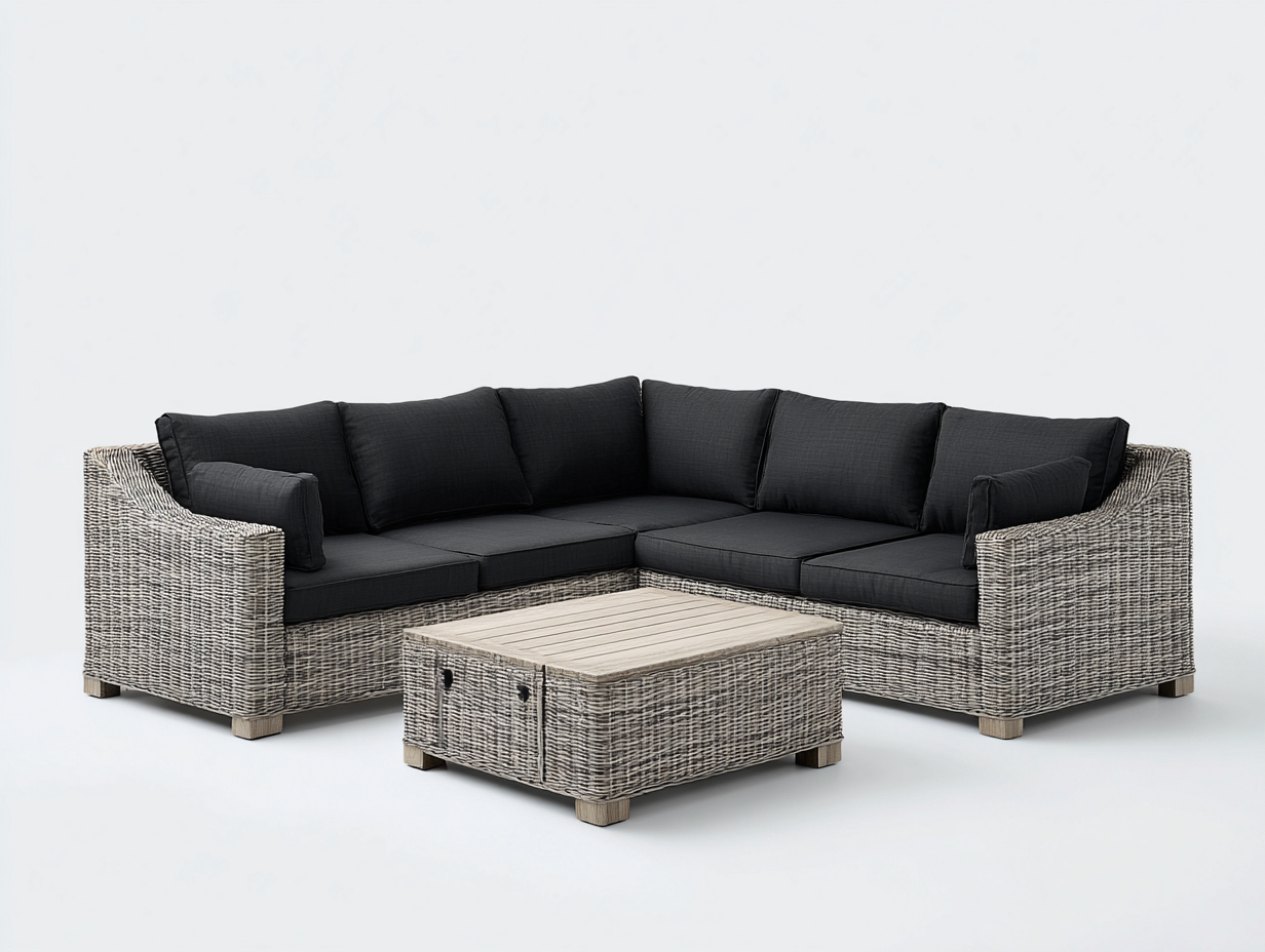 Outdoor Sofas - Wicker 245x245x75 cm - Brown-Grey - Outdoor Seating Design-Nookgetloft