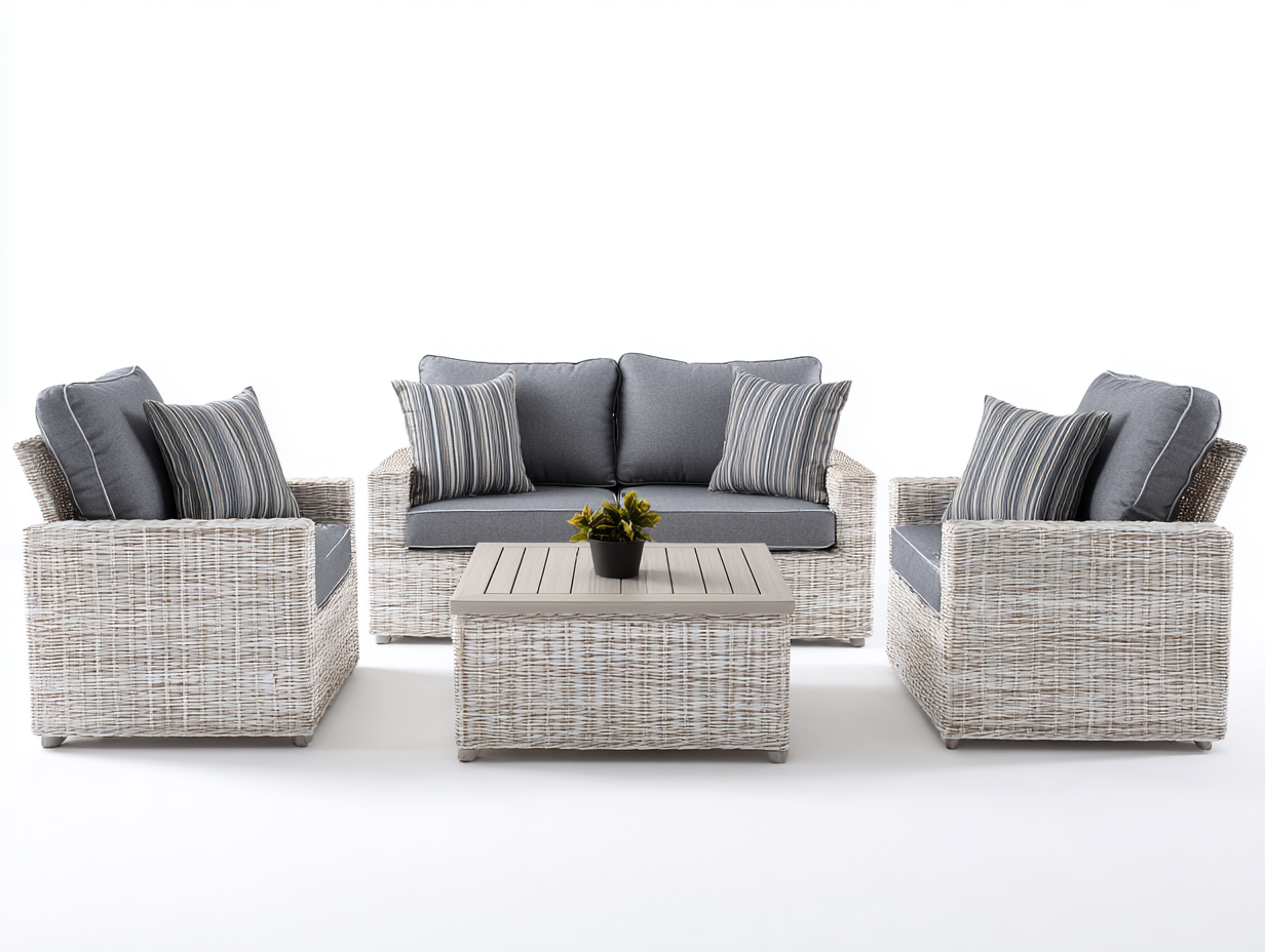 Outdoor Sofas rattan 210x80x75 cm - natural-grey white - garden sofa set-Nookgetloft