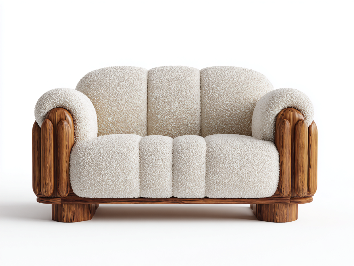 2 Seater Sofa boucle upholstery 160x88x78 cm - beige-brown - modern living room design-Havengoden