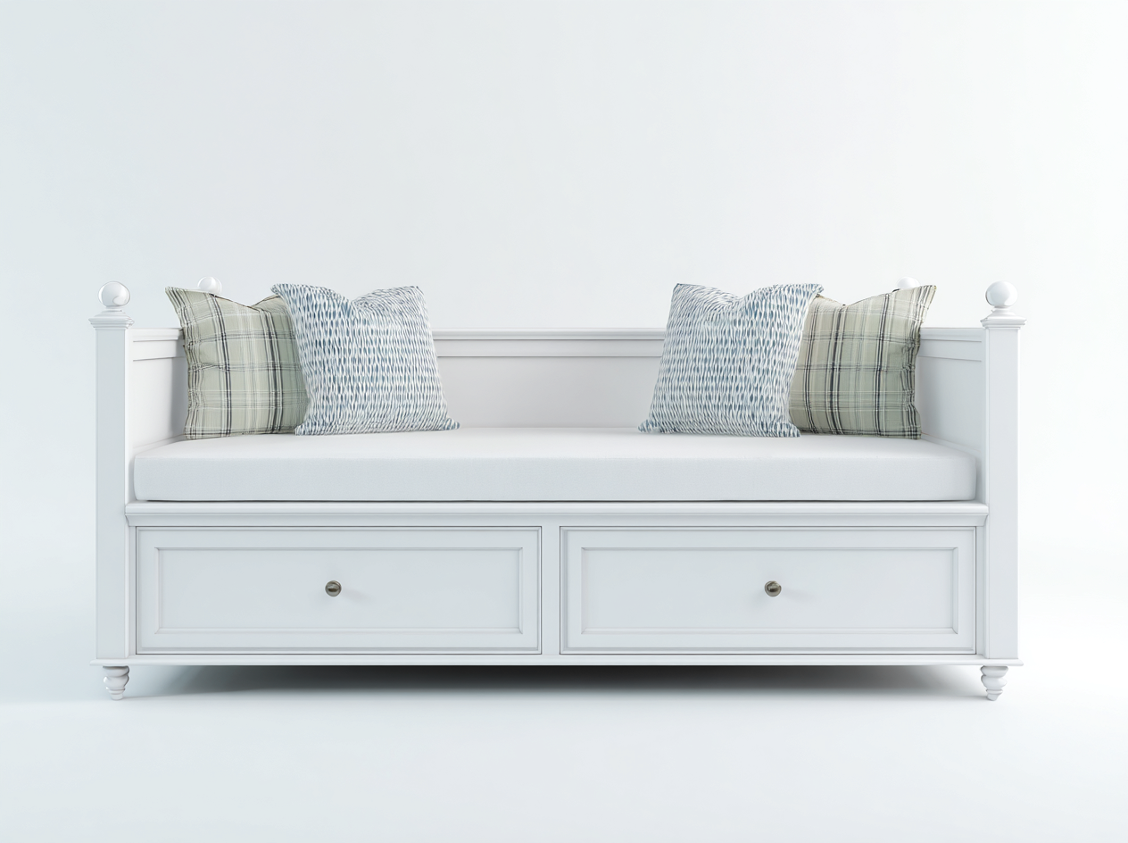 Sofa Bed solid wood 195x90x85 cm - white - classic multifunction design-Havengoden