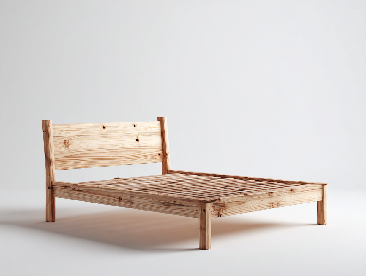 Double Beds Solid Wood Bed Frame 200x160x90 cm - Natural Wood - Minimalist Design-Havengoden