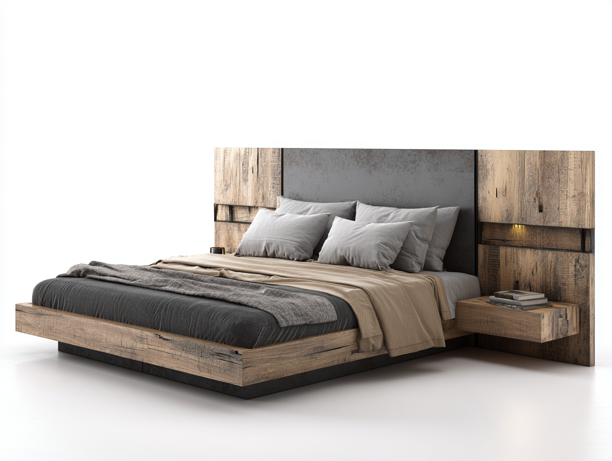 Double Beds - wood - 200x180x110 cm - brown-black - modern bedroom design-Havengoden