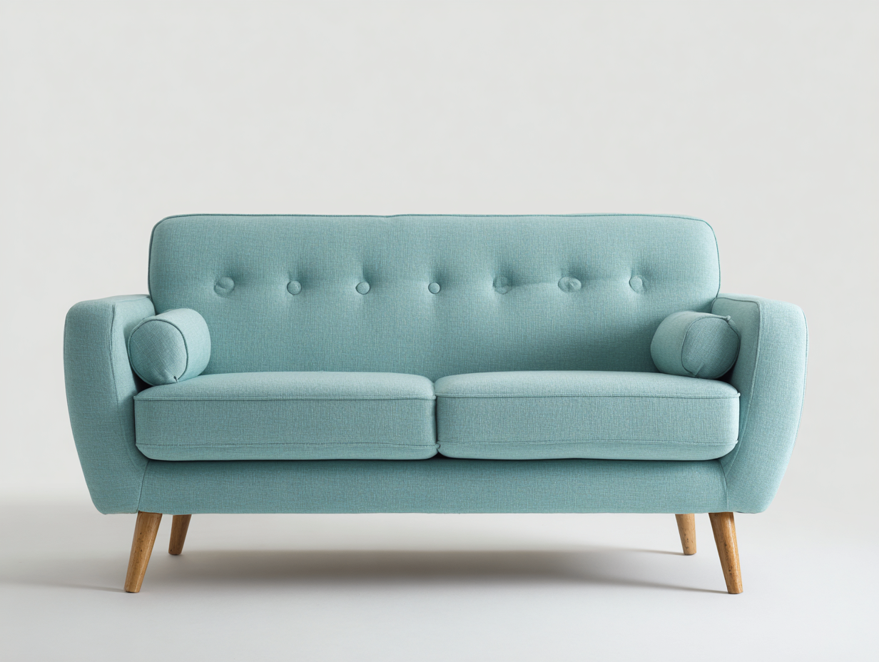 2 Seater Sofa fabric wood 150x80x85 cm - light blue - modern upholstered sofa-Havengoden