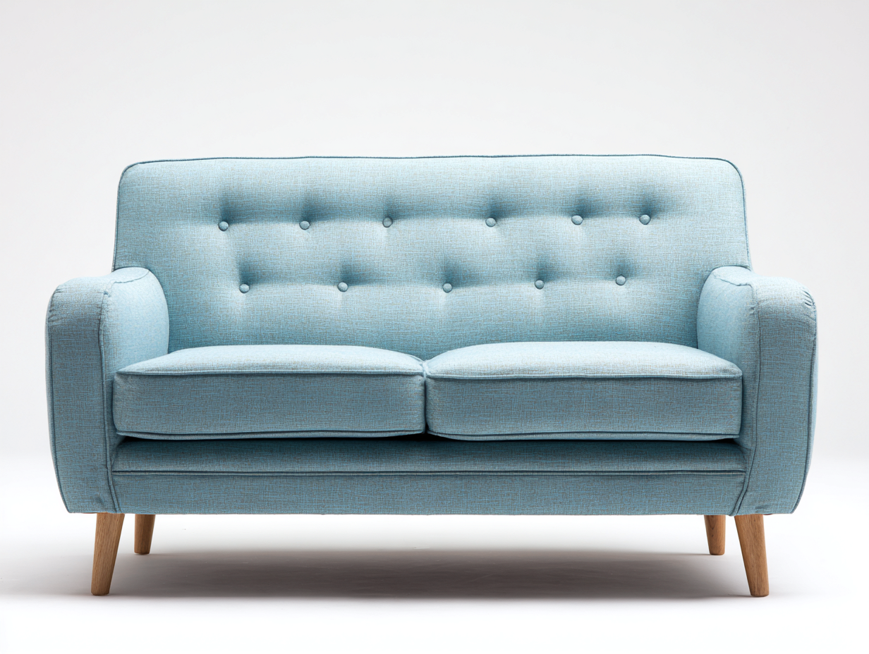 2 Seater Sofa - fabric-wood - 150x85x85 cm - blue - modern living room design-Havengoden