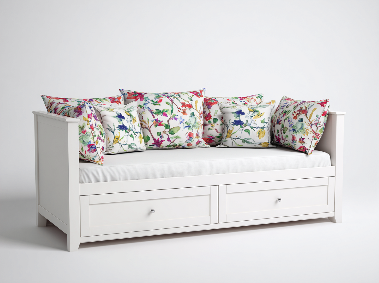 Sofa Bed solid wood 195x90x85 cm - white - classic multifunction design-Havengoden