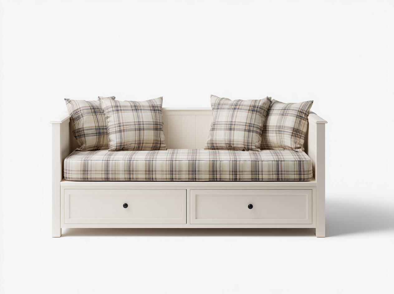 Sofa Bed Wooden Daybed with Storage 200x90x85 cm - Cream-Beige - Classic Convertible Design-Havengoden