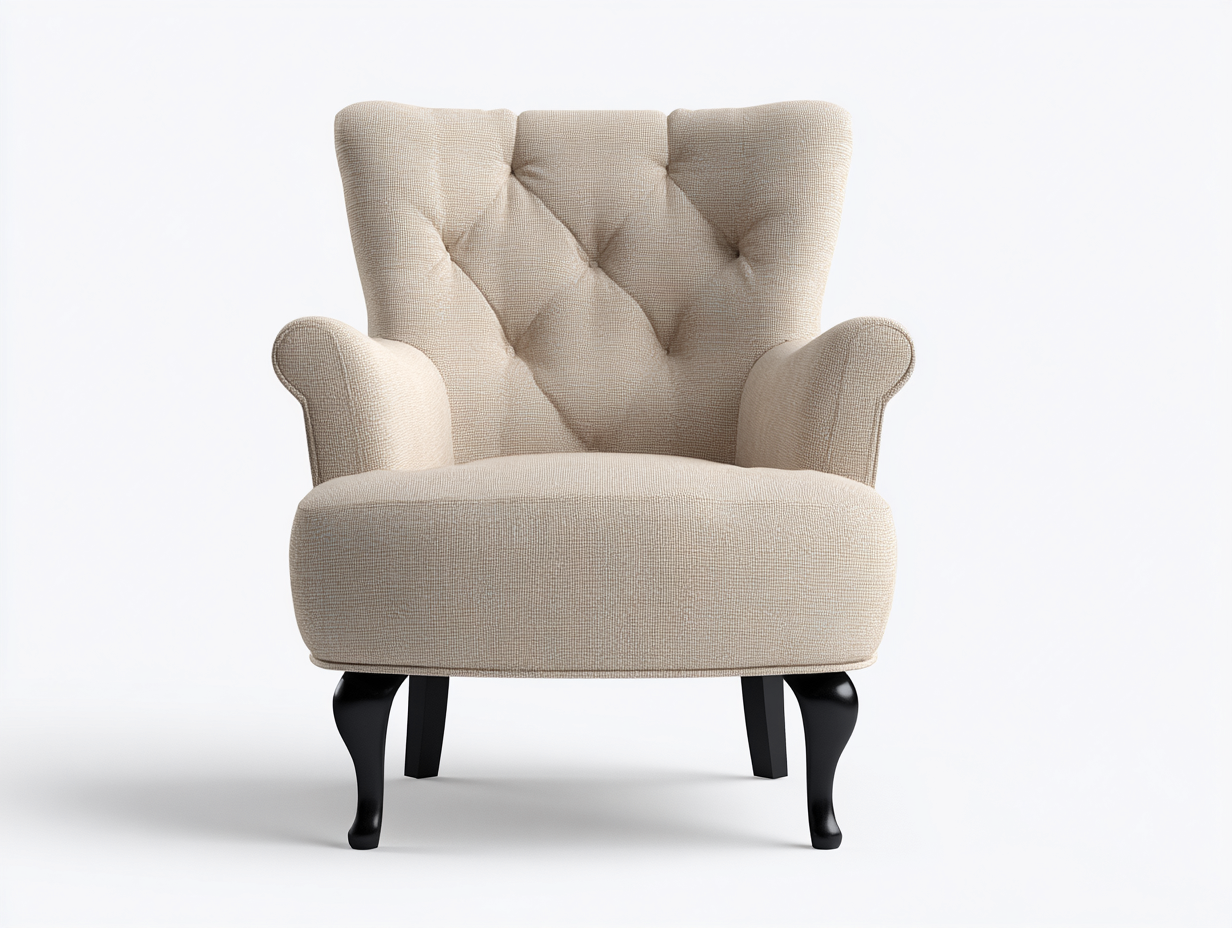 Armchair fabric wood 85x80x95 cm - beige - classic upholstered armchair