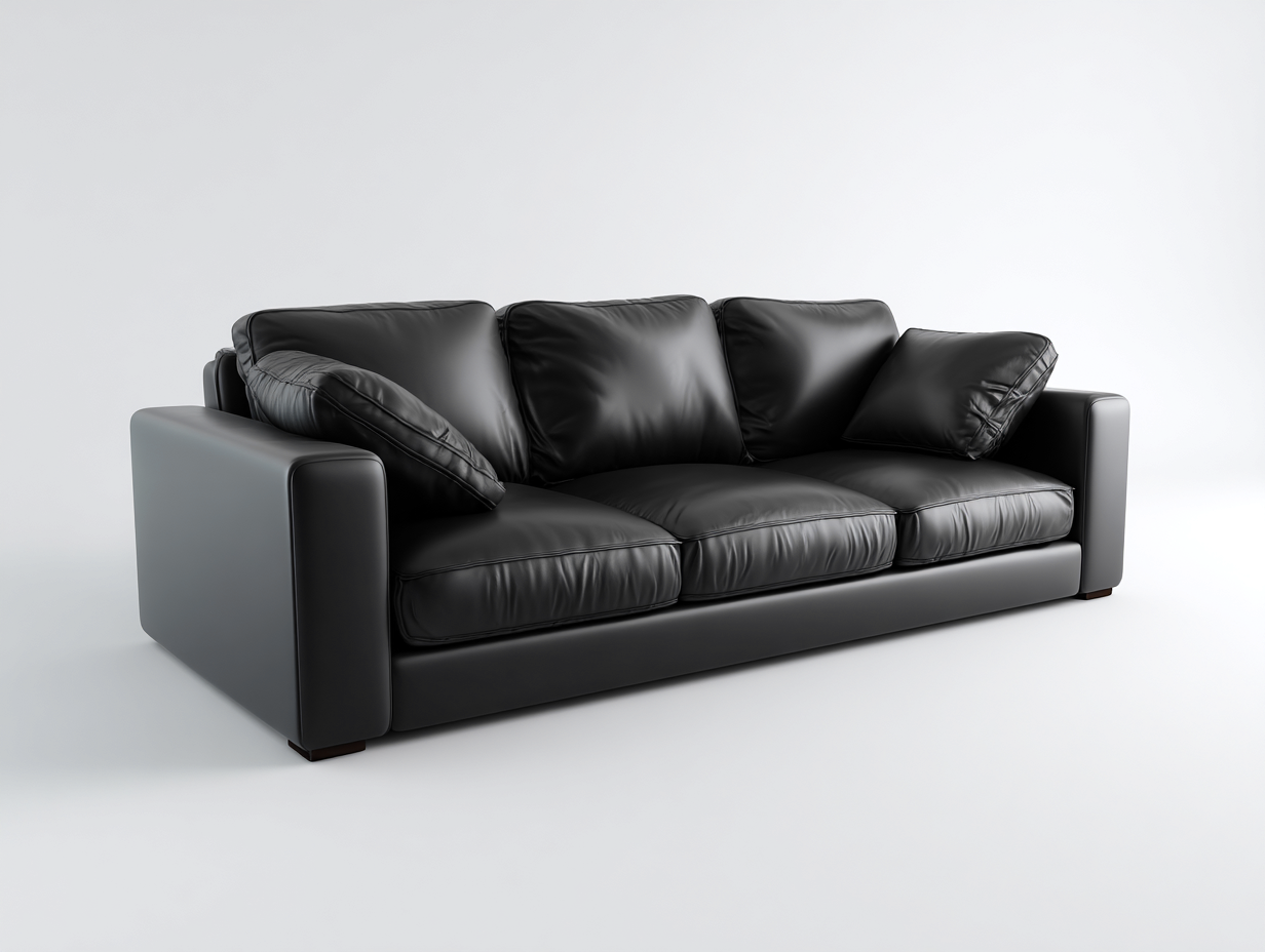 3 Seater Sofas leather upholstery 210x95x82 cm - black - modern living room design