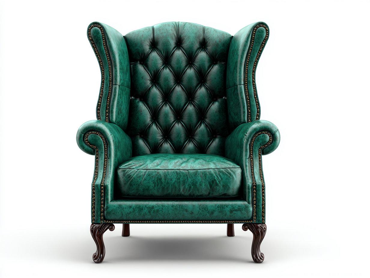 Armchair Leather Upholstered Armchair 90x85x105 cm - Dark Green - Classic Chesterfield Style