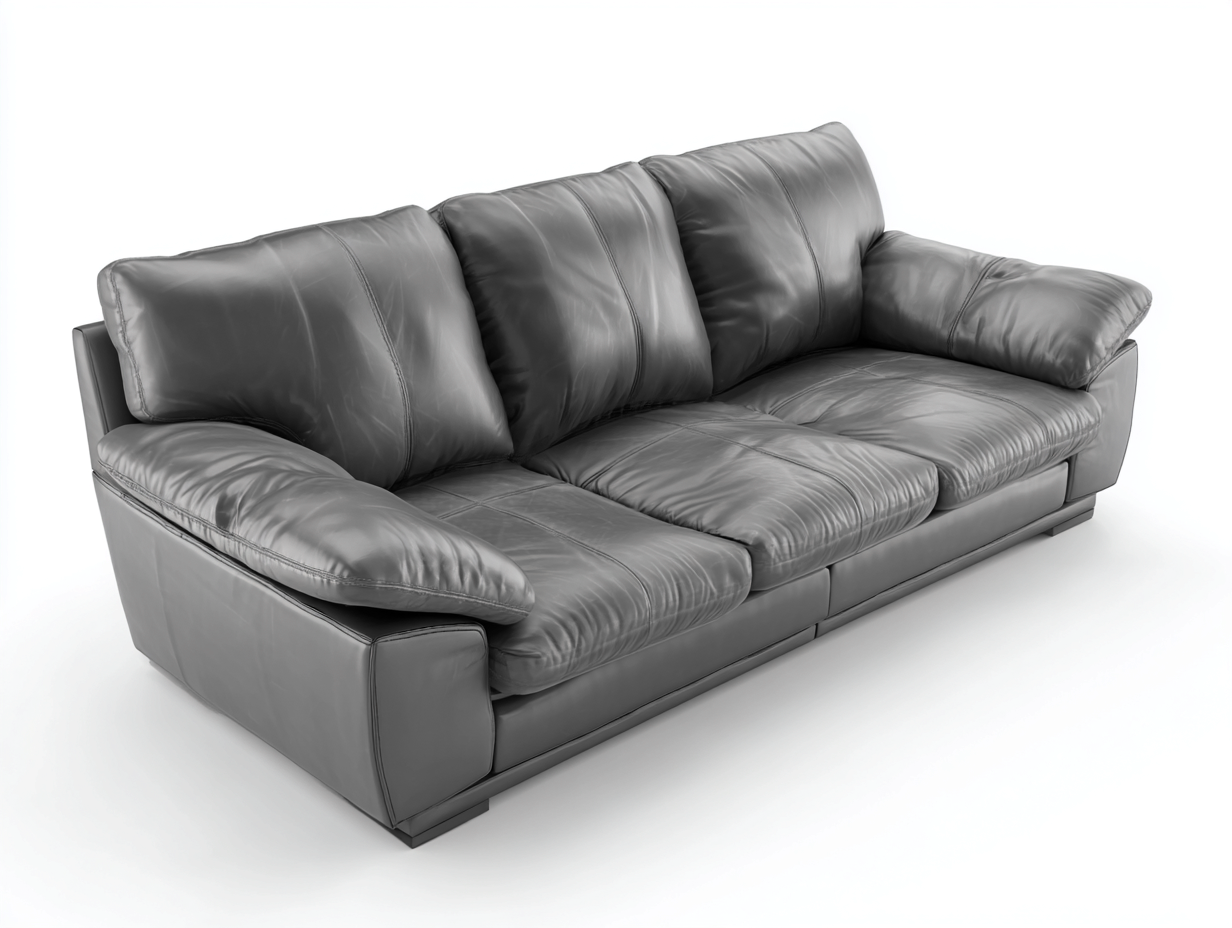 3 Seater Sofa Leather Upholstered Sofa 210x95x85 cm - Dark Grey - Contemporary Comfort Design