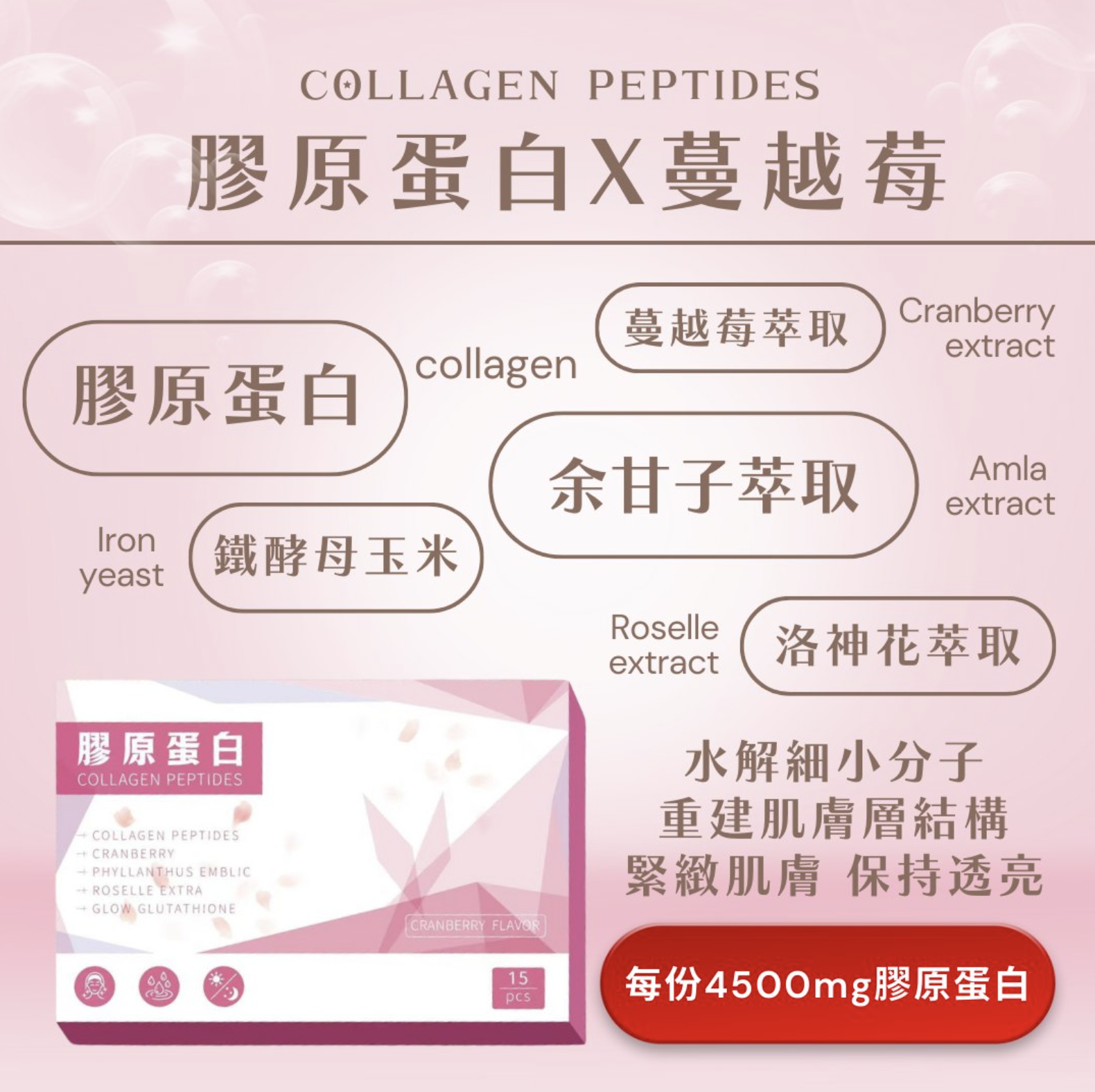 膠原蛋白 (1 入 4.5g 15 入 /盒) 含魚成分