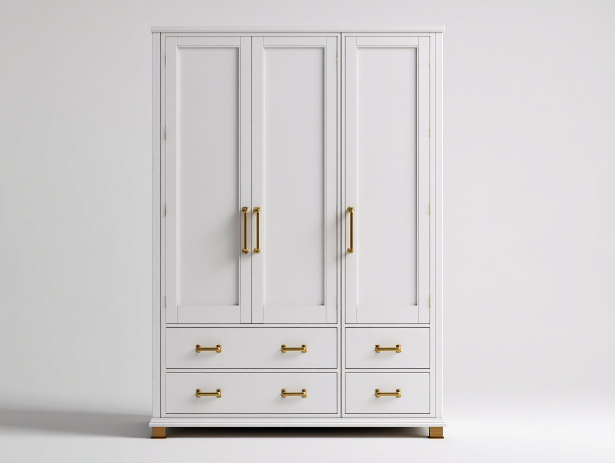 Wardrobes Hinged Doors 150x60x200 cm - White-Gold - Classic Storage Design-Homigetnest