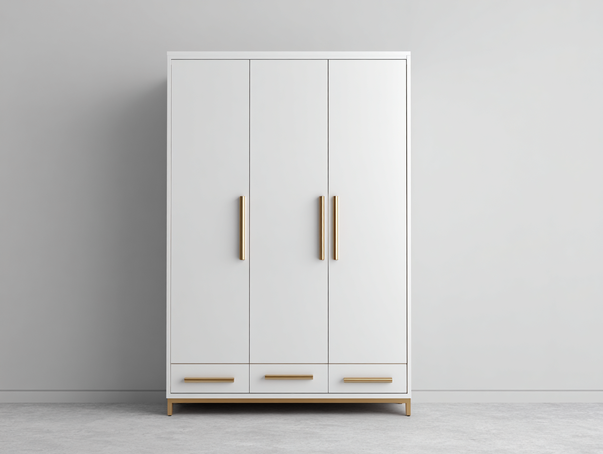 Wardrobe Hinged Door 120x55x200 cm - White-Gold - Modern Storage Design-Homigetnest