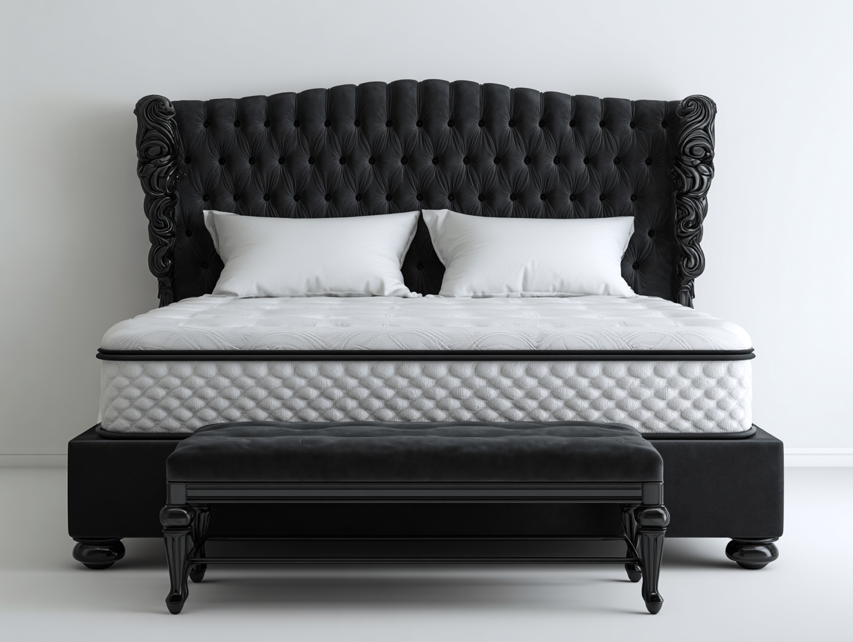 Double Beds Upholstered Leather 200x160x130 cm - Black - Classic Luxury Design-Homigetnest