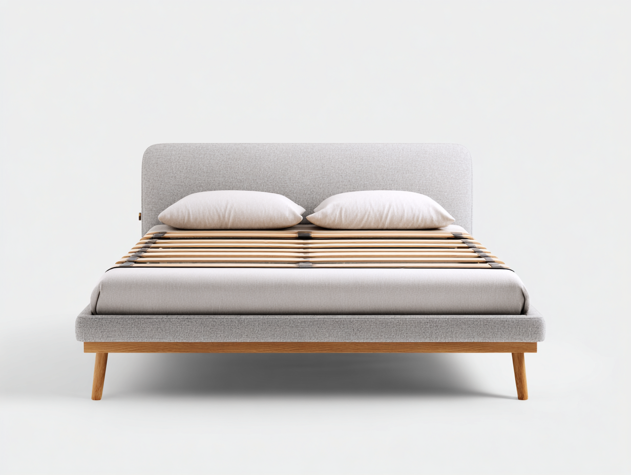 Double Beds - Fabric Upholstered Bed Frame 205x155x105 cm - Light Grey - Modern Design-Homigetnest