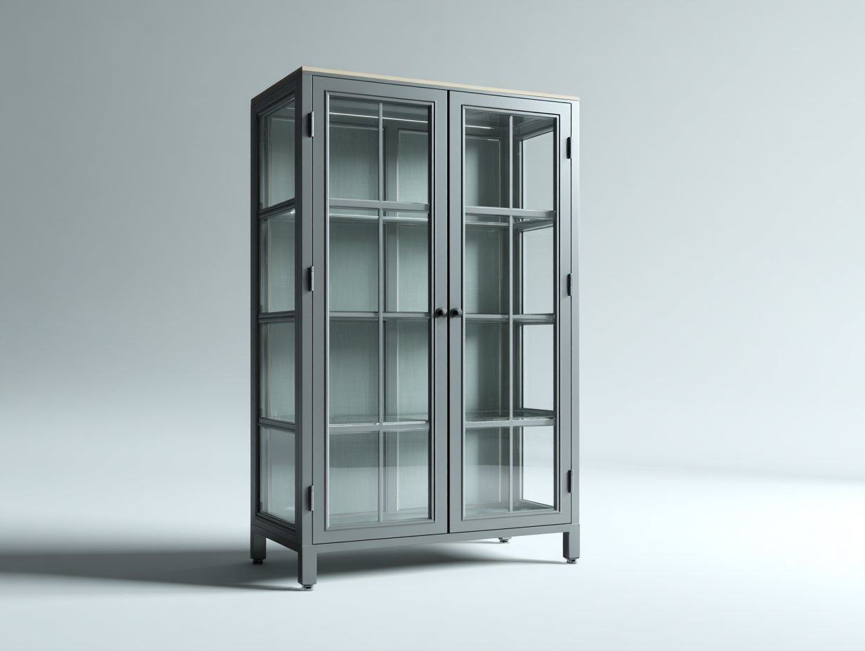 Display Cabinet Glass Door 90x40x180 cm - Grey - Modern Display Storage-Homigetnest
