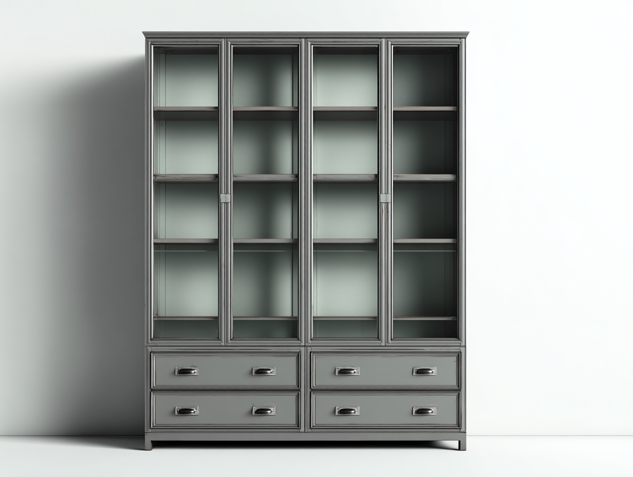 Display Cabinet Glass Doors 160x45x200 cm - Grey - Modern Display Storage Design-Homigetnest