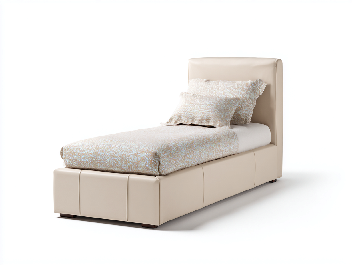 Single Bed upholstered frame 200x100x100 cm - beige - modern design-Sofagomart