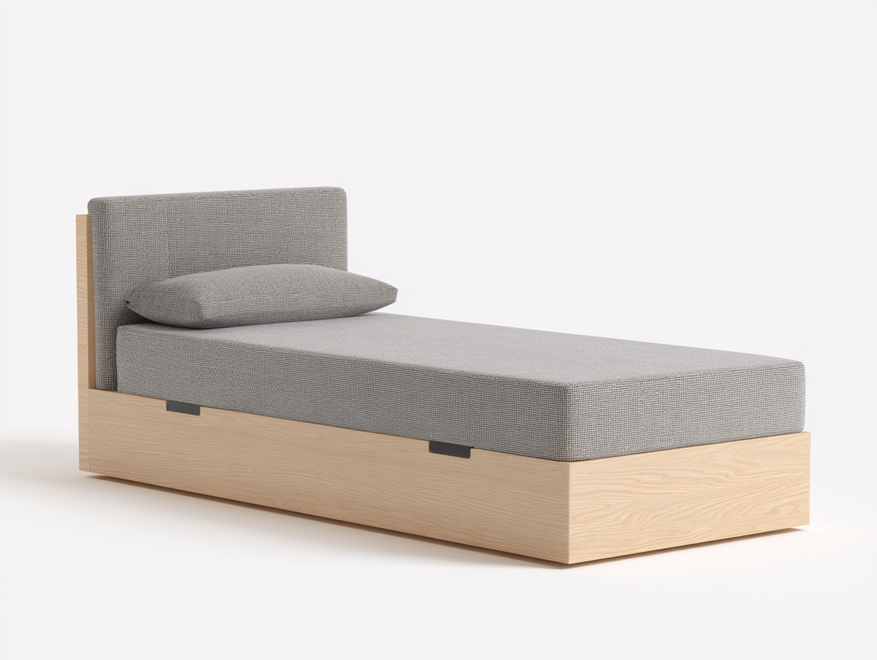 Single Bed upholstered fabric 200x95x90 cm - light grey - modern design-Sofagomart