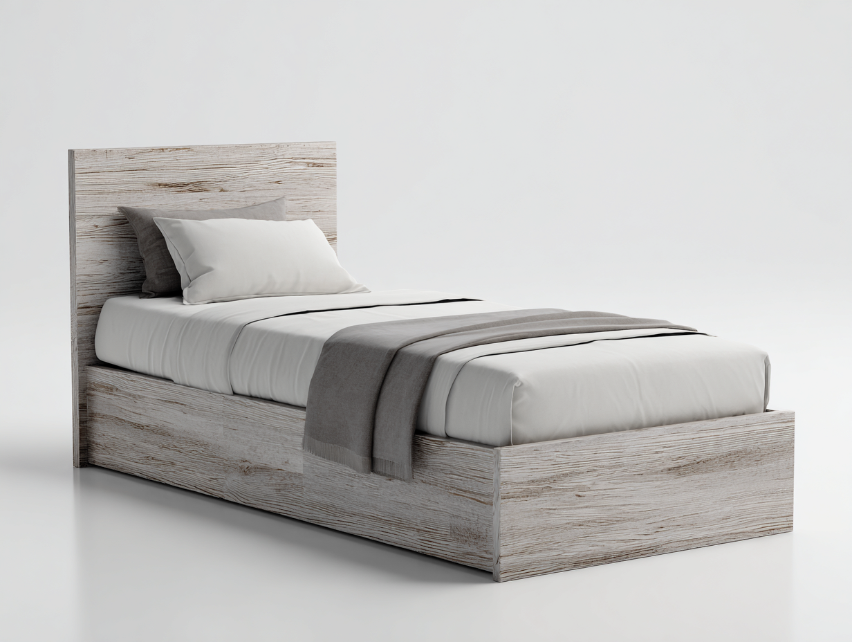 Single Bed Wooden Frame 195x95x90 cm - Natural Wood - Minimalist Design-Sofagomart
