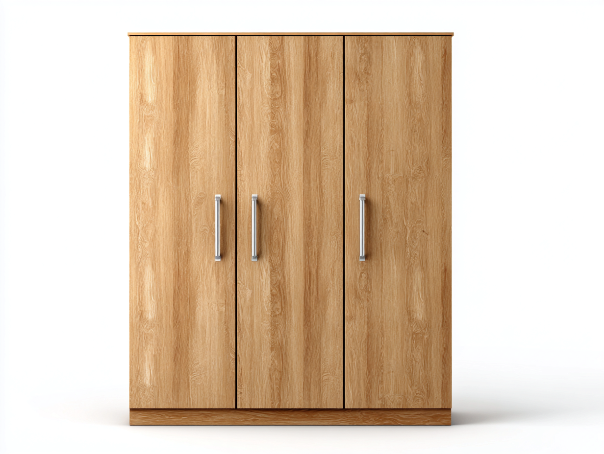 3 Door Wardrobe wood effect storage cabinet 150x55x200 cm - natural wood - modern bedroom design