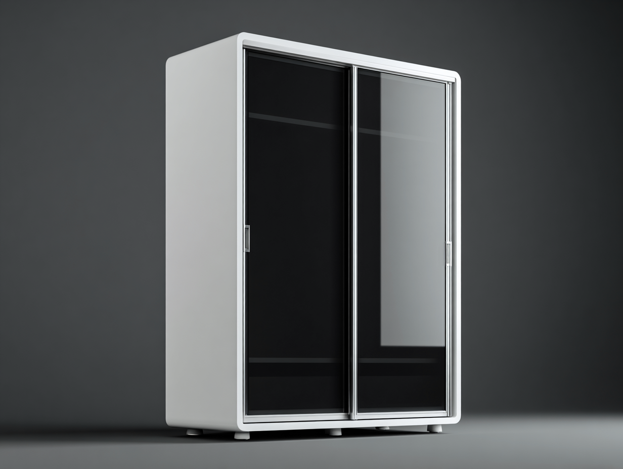 Sliding Door Wardrobe Glass Panel Cabinet 120x60x200 cm - White Black - Modern Bedroom Design